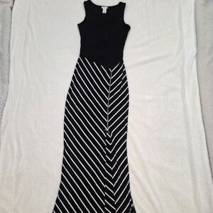Black /  White Striped Maxi Dress by Cache